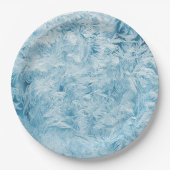 abstrakte blaue Federn und Schneeflocken Pappteller (Vorderseite)