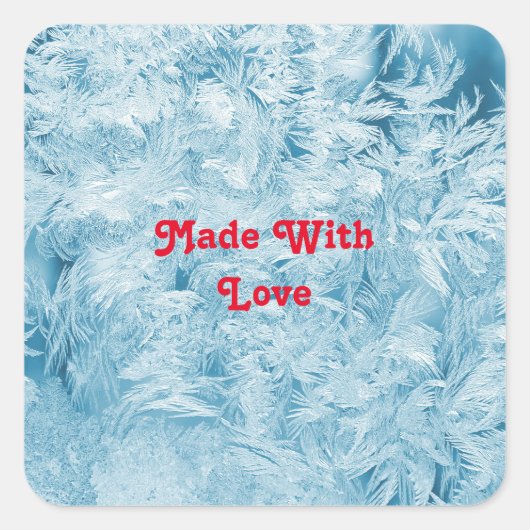 abstrakte blaue Federn und Schneeflocken Quadratischer Aufkleber (Vorderseite)