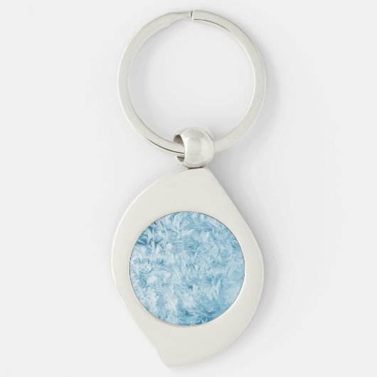 abstrakte blaue Federn und Schneeflocken Schlüssel Schlüsselanhänger (Vorderseite)