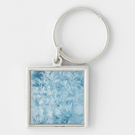abstrakte blaue Federn und Schneeflocken Schlüsselanhänger (Vorne)