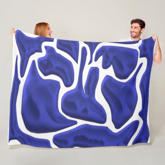 Abstrakte blaue Flüssigkeitsformen – 3D-Moderne Ku Fleecedecke (Beispiel)