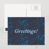 Abstrakte blaue Formen auf schwarzen Postkarten (Vorne/Hinten)