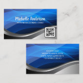 Abstrakte blaue Formen | QR Code Business Card Visitenkarte (Vorne/Hinten)