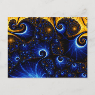 Abstrakte blaue Fraktal-Himmel-Postkarte Postkarte