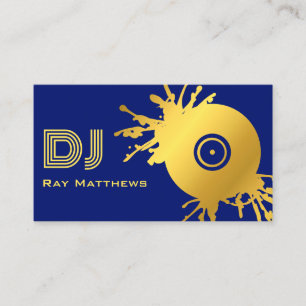 Abstrakte Blaue Gold Musik Disc DJ Visitenkarte