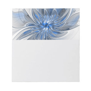 Abstrakte Blaue Graue Aquarell-Fraktal-Kunst-Blume Notizblock