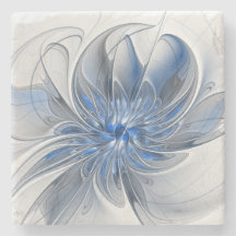Abstrakte Blaue Graue Aquarell-Fraktal-Kunst-Blume
