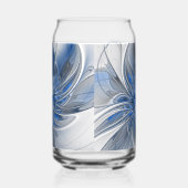 Abstrakte blaue graue Wasserfarbe-Fraktal-Kunst-Bl Dosenglas (Links)