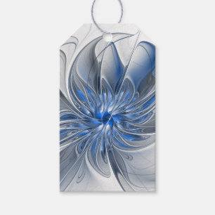 Abstrakte blaue graue Wasserfarbe-Fraktal-Kunst-Bl Geschenkanhänger