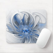 Abstrakte blaue graue Wasserfarbe-Fraktal-Kunst-Bl Mousepad (Mit Mouse)