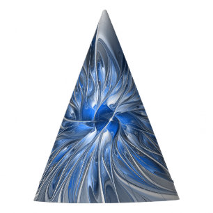 Abstrakte blaue graue Wasserfarbe-Fraktal-Kunst-Bl Partyhütchen