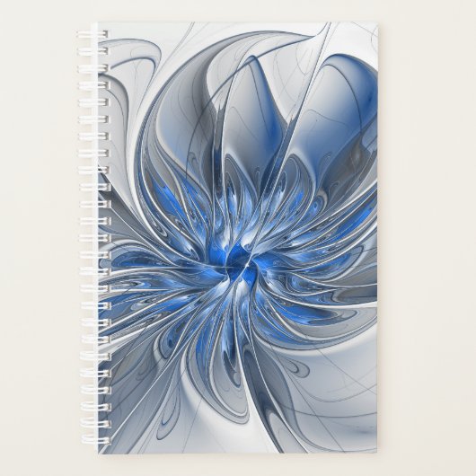 Abstrakte blaue graue Wasserfarbe-Fraktal-Kunst-Bl Planer (Vorderseite)