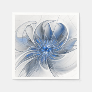 Abstrakte blaue graue Wasserfarbe-Fraktal-Kunst-Bl Serviette