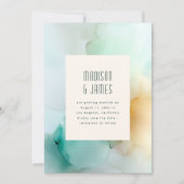 Abstrakte Blaue Grüne Orange Moderne Hochzeit Save The Date (Vorderseite)
