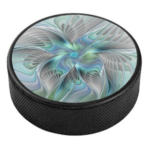 Abstrakte Blaue Grüne Schmetterling Fantasy Frakta Eishockey Puck