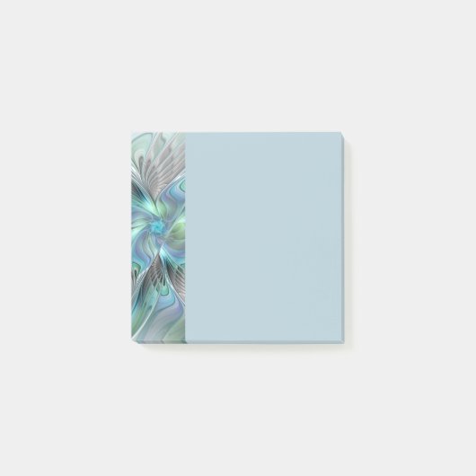 Abstrakte Blaue Grüne Schmetterling Fantasy Frakta Post-it Klebezettel (Vorderseite)
