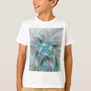 Abstrakte Blaue Grüne Schmetterling-Fantasy-Frakta T-Shirt