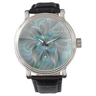Abstrakte Blaue Grüne Schmetterlings-Fantasy-Frakt Armbanduhr