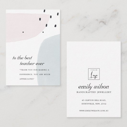 ABSTRAKTE BLAUE LEHRER-GIFT-EARRING-ANZEIGE PLATZKARTE (Vorne/Hinten)