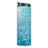 Abstrakte blaue Lichter, künstlerischer Hintergrun Thermosbecher (Nach rechts gedreht)