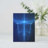 Abstrakte blaue Lichtwelle Postkarte (Stehend Vorderseite)