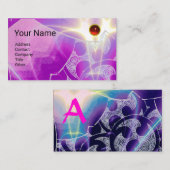 ABSTRAKTE BLAUE LILA PINK WAVES RED RUBY MONOGRAM VISITENKARTE (Vorne/Hinten)