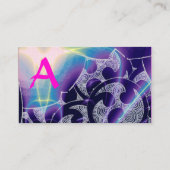 ABSTRAKTE BLAUE LILA PINK WAVES RED RUBY MONOGRAM VISITENKARTE (Rückseite)