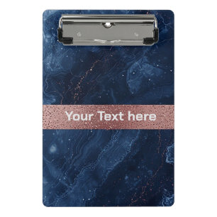 Abstrakte blaue Marmor-Kunst mit goldenen Glitter- Mini Klemmbrett