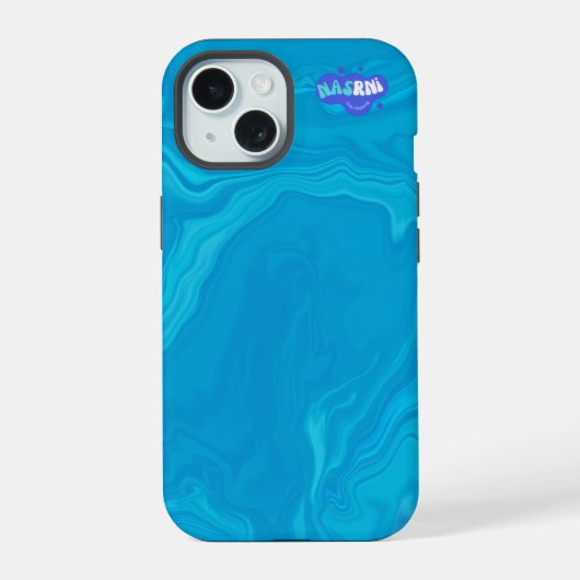 Abstrakte Blaue Marmor-Personalisierte HP-Hülle iPhone 15 Hülle (Rückseite)