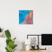 Abstrakte blaue Meerkerzen in lebhaften Farben Poster (Heimbüro)