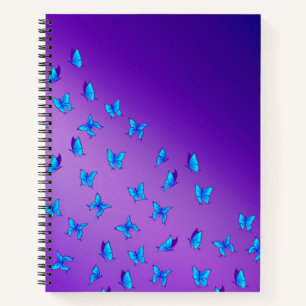 Abstrakte blaue Mondbalken und Schmetterlinge Notizblock