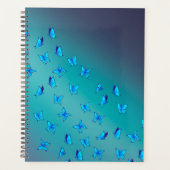 Abstrakte blaue Mondbalken und Schmetterlinge Planer (Vorderseite)