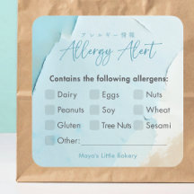 Abstrakte Blaue Ozean-Bäckerei-Allergie-Warnung