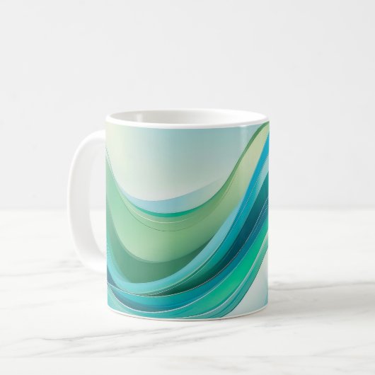 Abstrakte Blaue Ozeane Kaffeetasse (Vorderseite Links)
