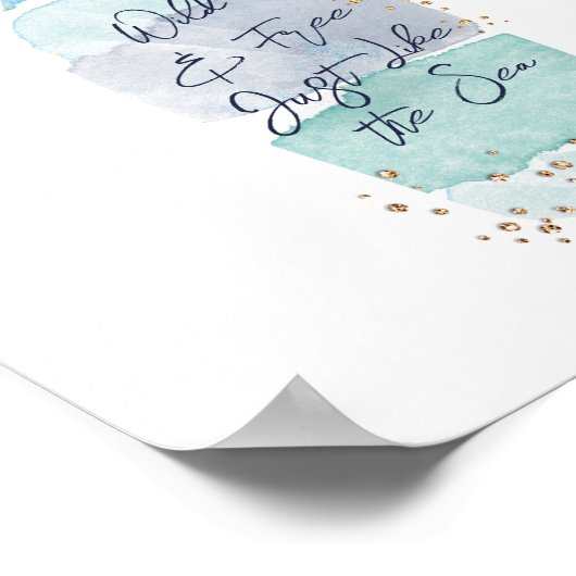 Abstrakte Blaue Ozeanmeldung in Flaschen Poster (Ecke)