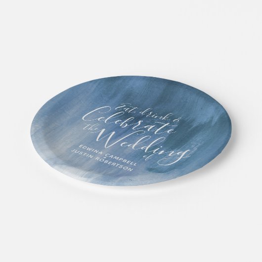 Abstrakte blaue Papierplatte Pappteller (Schrägansicht)