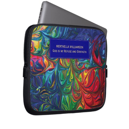 Abstrakte BLAUE Personalisierte Christliche Schrif Laptopschutzhülle (Vorne Rechts)