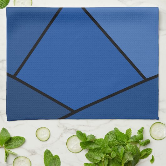 Abstrakte blaue Polygone Geschirrtuch (Gefaltet)