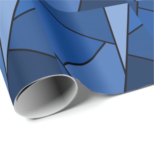 Abstrakte Blaue Polygonen Geschenkpapier (Rolleneckpunkt)