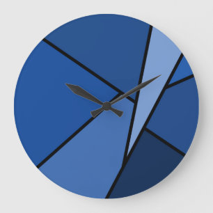 Abstrakte Blaue Polygonen Große Wanduhr