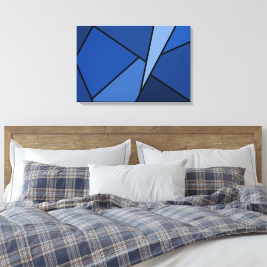 Abstrakte Blaue Polygonen Leinwanddruck (Insitu (Schlafzimmer))