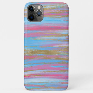 Abstrakte, blaue, rosa und goldfarbene Schlaganfäl Case-Mate iPhone Hülle