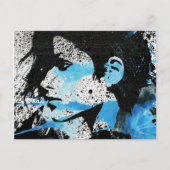 Abstrakte blaue Schwarz-weiße Postkarte (Vorderseite)