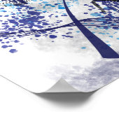 Abstrakte blaue schwarze Pinselstriche Spritzer Wa Poster (Ecke)