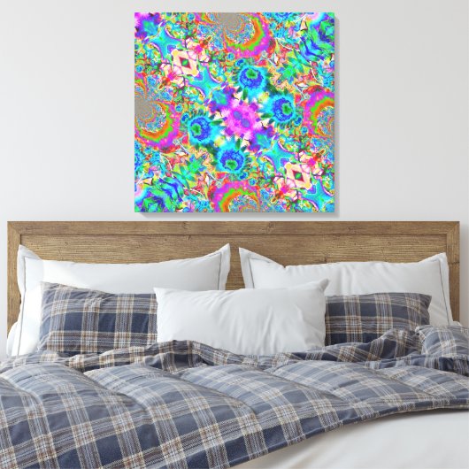Abstrakte blaue Sonnenblumen - Retro-Blumengemälde Leinwanddruck (Insitu (Schlafzimmer))