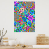 Abstrakte blaue Sonnenblumen - Retro-Blumengemälde Poster (Küche)