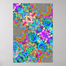 Abstrakte blaue Sonnenblumen - Retro-Blumengemälde