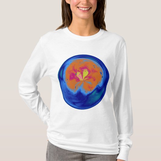 Abstrakte blaue Sphäre mit Lichteffekt T-Shirt (Vorderseite)