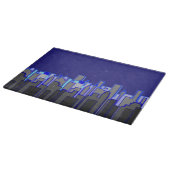 Abstrakte blaue Stadt-Skyline-Kunst Schneidebrett (Ecke)