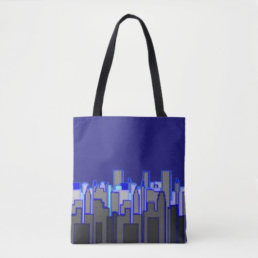 Abstrakte blaue Stadt-Skyline-Kunst Tasche (Vorderseite)